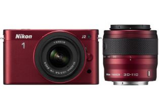 Nikon 1 J2 Digital Camera + 10-30mm & 30-110mm Lenses (Red)