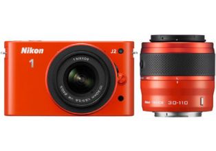 Nikon 1 J2 Digital Camera + 10-30mm & 30-110mm Lenses (Orange)