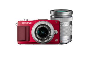 Olympus E-PM2 PEN Camera + 14-42mm & 40-150mm Lens Kit (Red)
